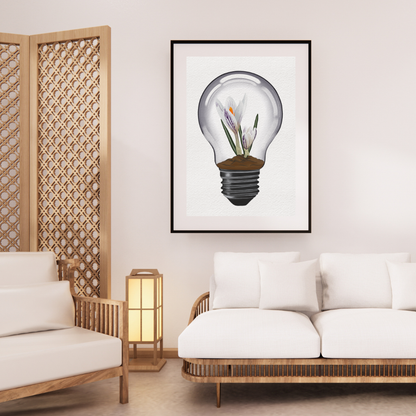 White Crocus Light Bulb Art Print